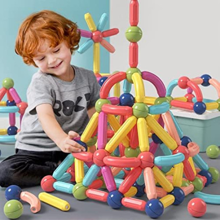 Premium Magnetic Building Sticks Educational Toy – 64 Pieces